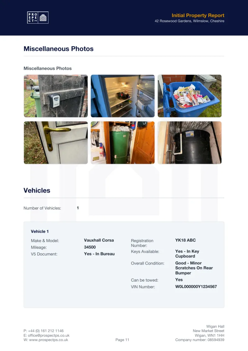 Case completion pack section: Vehicle disposals