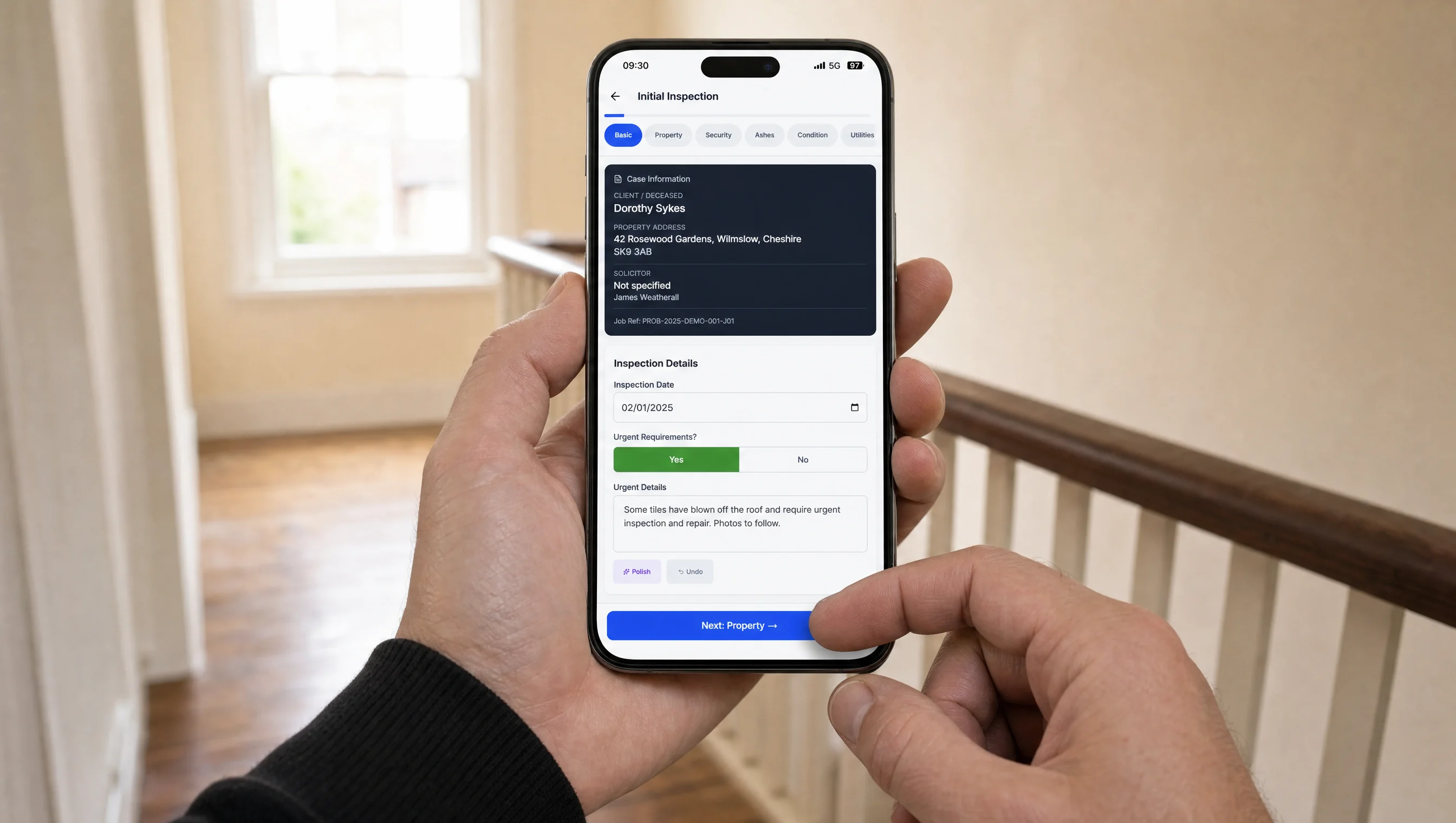 A Prospect operative at the door of an instructed property